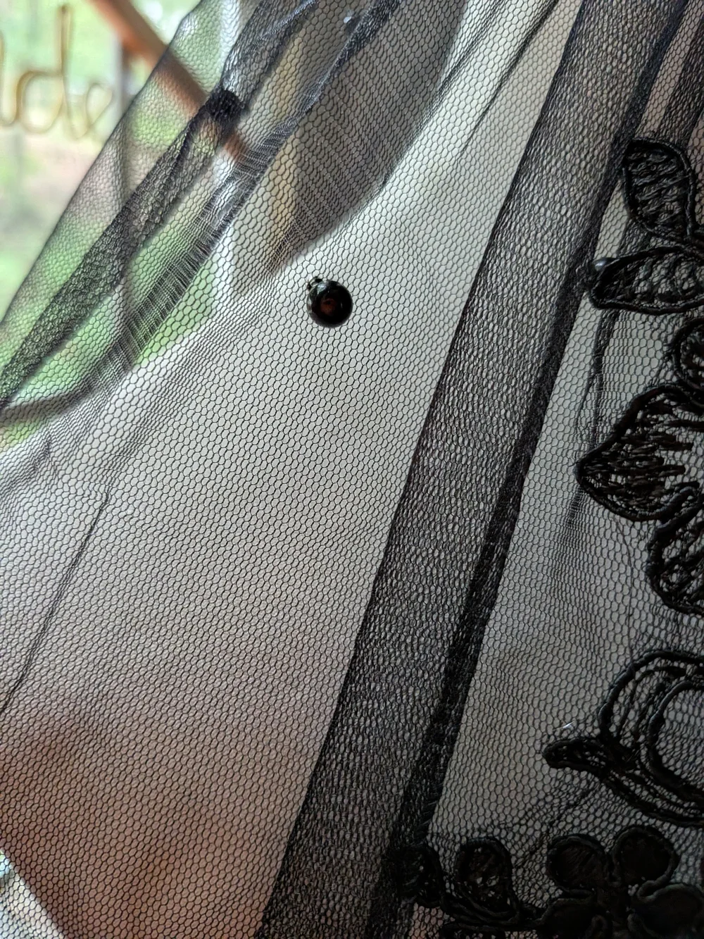 Black Floral Appliqué Veil